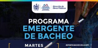 Nueve zonas tendrán bacheo este martes 30 de junio: Municipio