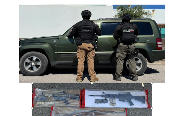 Operativo en Cuauhtémoc logra aseguramiento de fusiles y vehículo