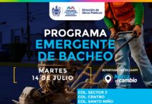 Atenderá Municipio ocho zonas con bacheo este martes 14 de julio